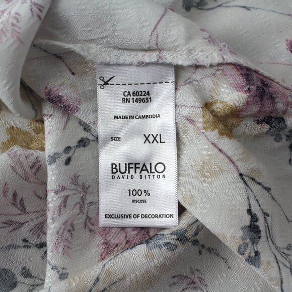 NEW Buffalo David Bitton flutter sleeve romantic floral blouse top XXL  2X - Picture 11 of 12